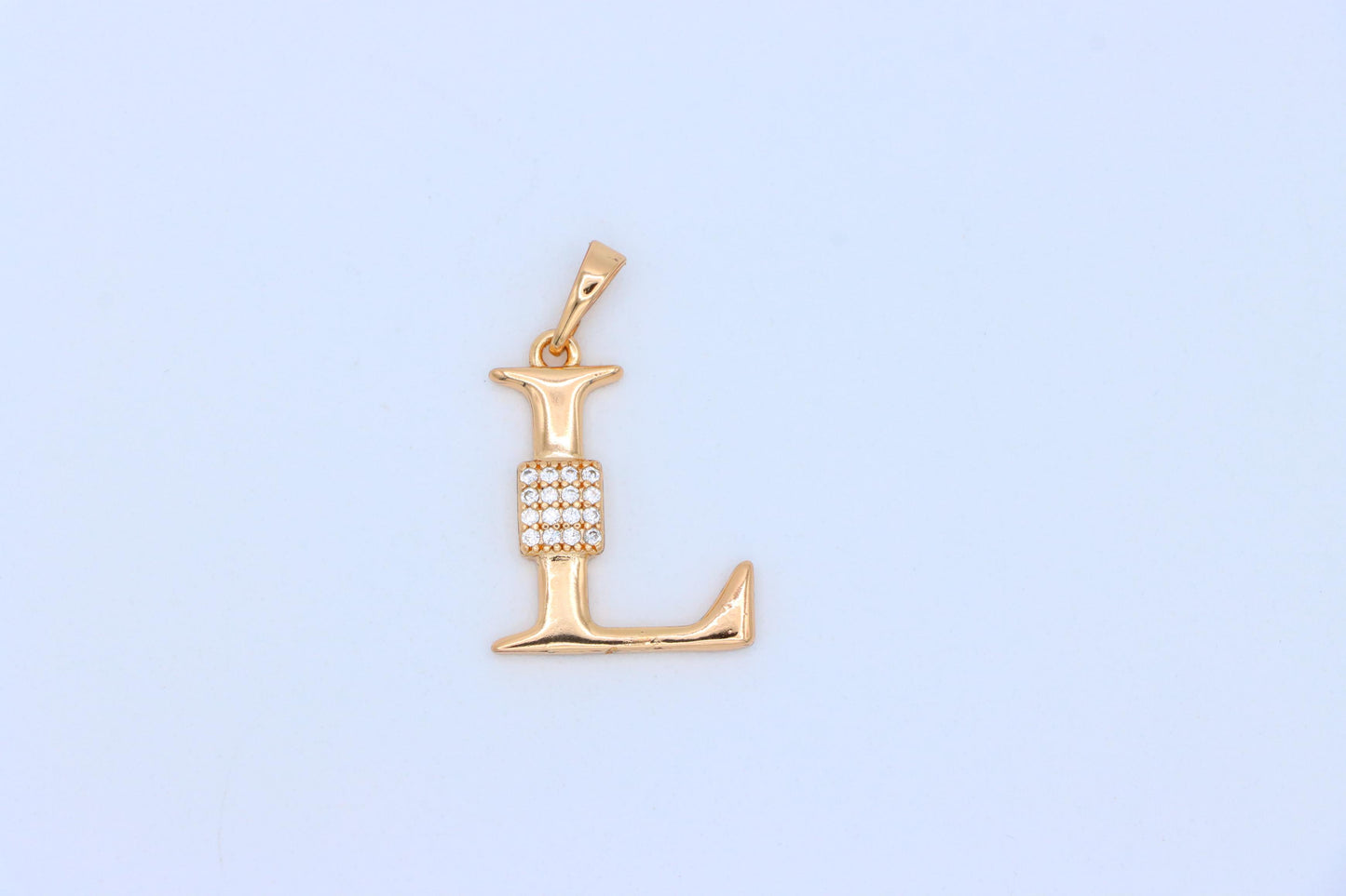 Rose Gold L Initial Pendant with Crystal Detail in Elegant Finish, XPPT1423 (2136-1)