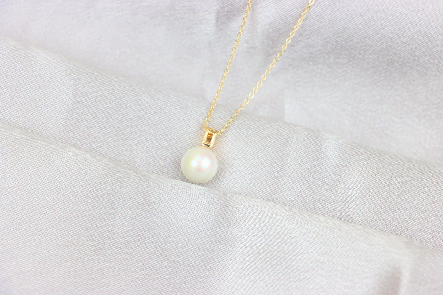 Rose Gold Necklace with Classic Pearl Pendant and Crystal Detail, XPNL1886 (2159-9)