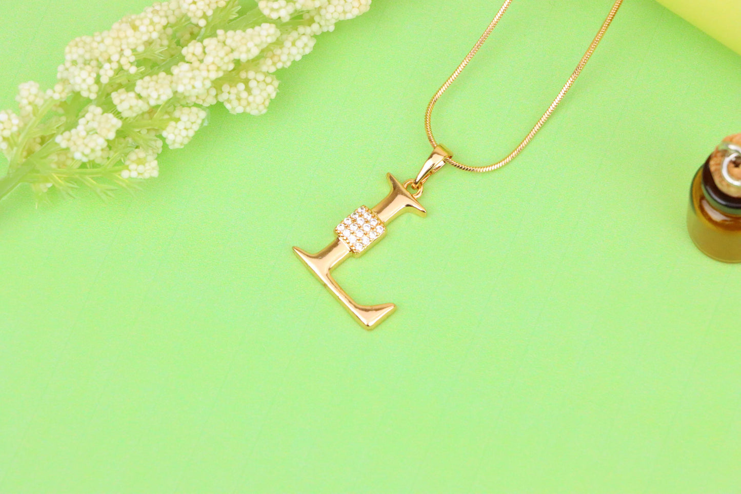Rose Gold L Initial Pendant with Crystal Detail in Elegant Finish, XPPT1423 (2136-1)