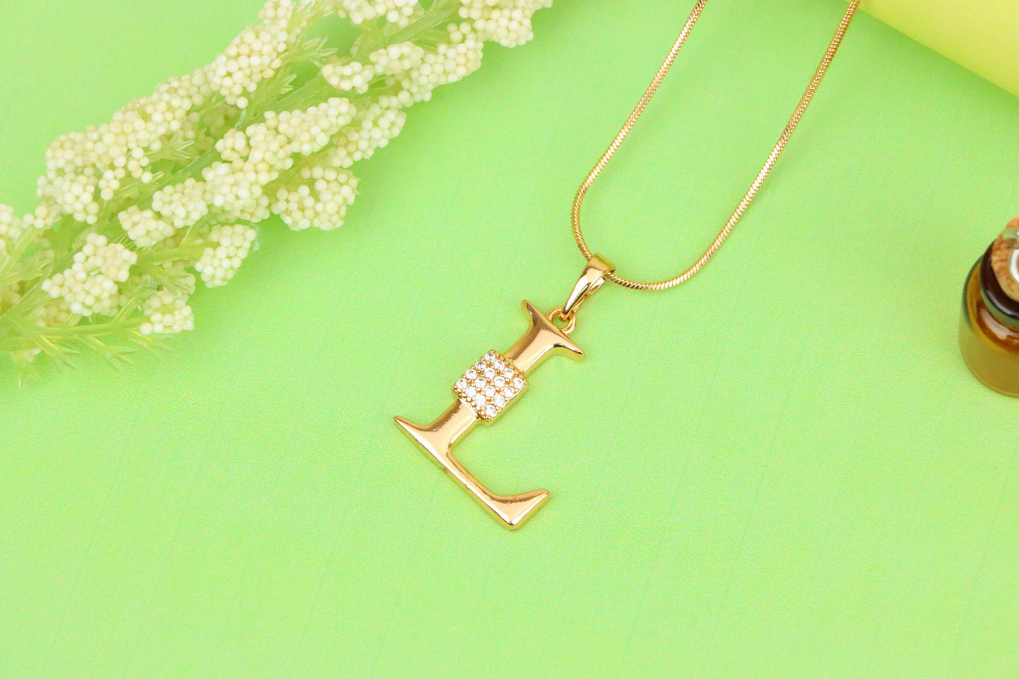 Rose Gold L Initial Pendant with Crystal Detail in Elegant Finish, XPPT1423 (2136-1)