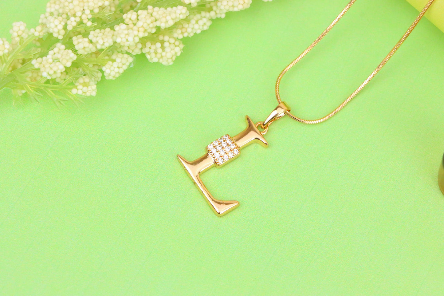 Rose Gold L Initial Pendant with Crystal Detail in Elegant Finish, XPPT1423 (2136-1)