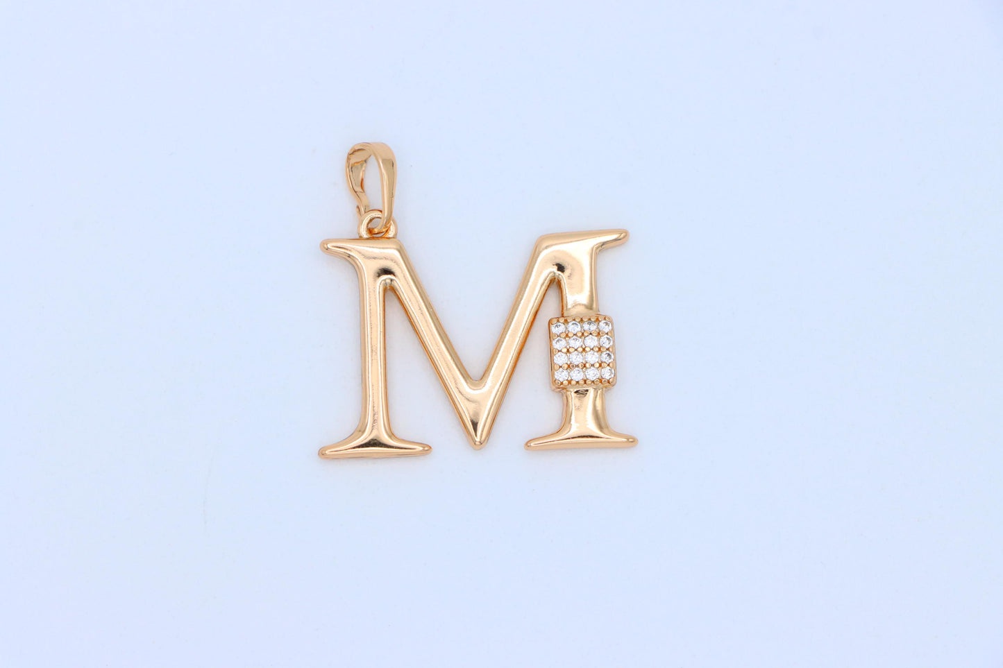 Rose Gold M Initial Pendant with Sparkling Crystals, XPPT1424 (2136-1)