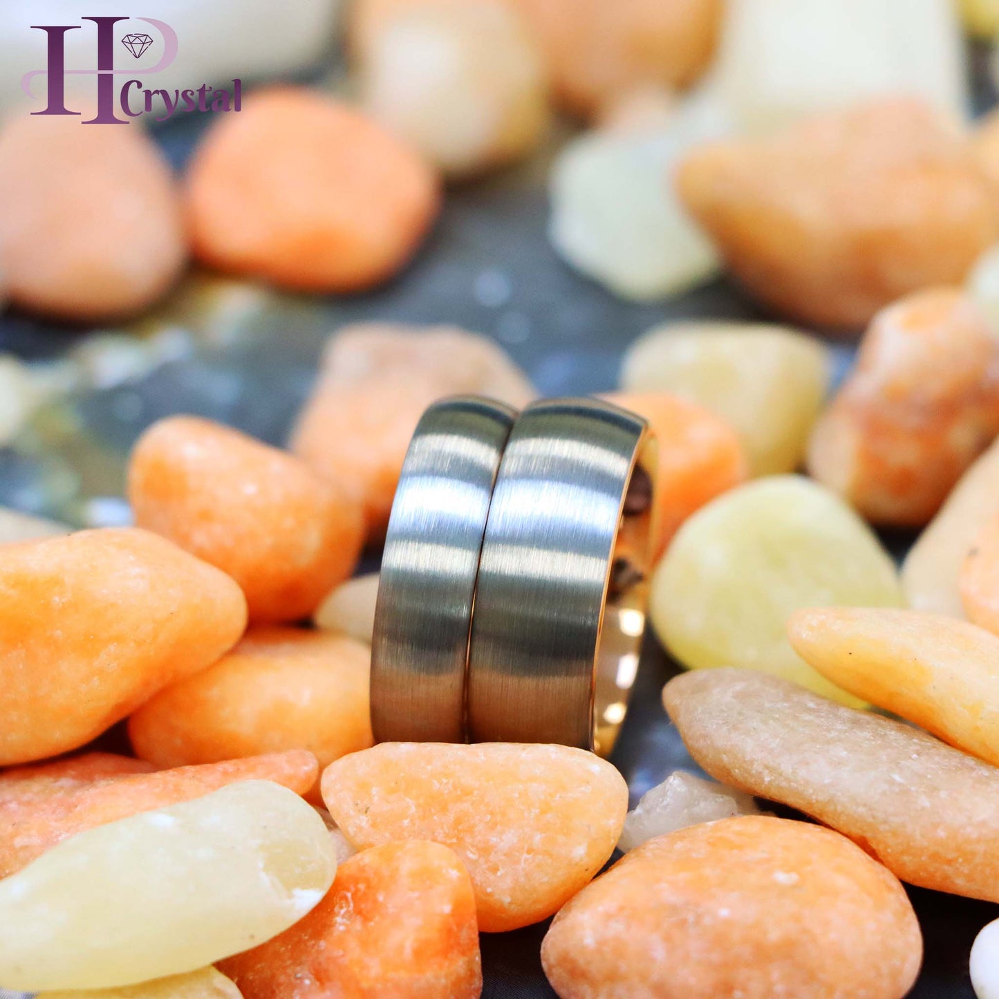 Domed Rose Gold IP Plated Inside & Gun Metal Brushed Center Tungsten Ring