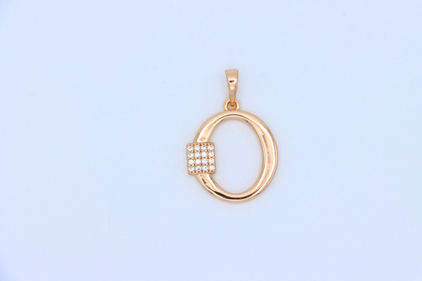 Rose Gold O Letter Pendant with Sparkling CZ Accents, XPPT1426 (2136-1)
