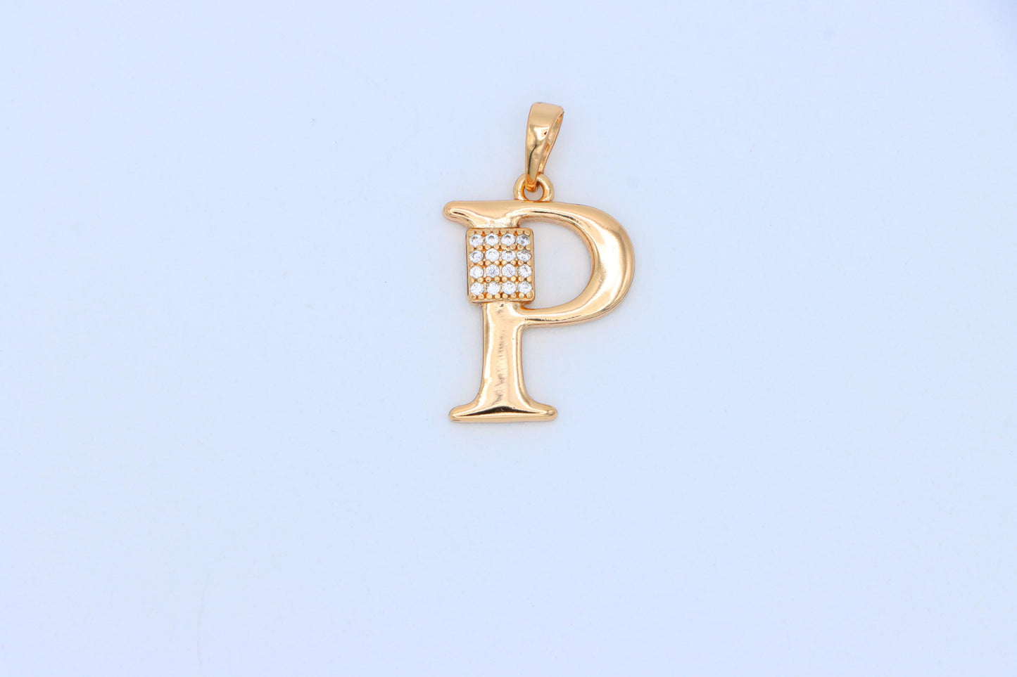 Rose Gold P Letter Pendant with CZ Accents, XPPT1427 (2136-1)