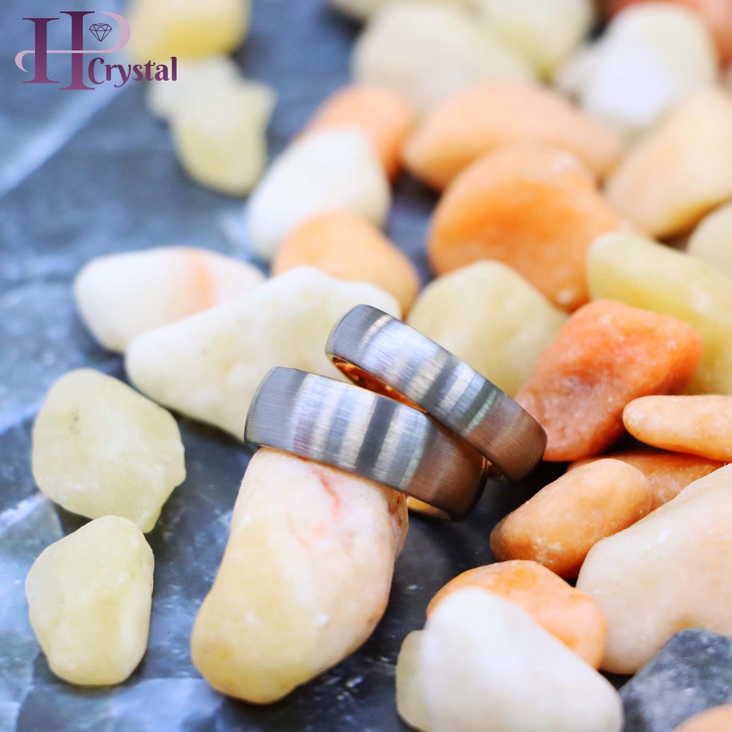 Domed Rose Gold IP Plated Inside & Gun Metal Brushed Center Tungsten Ring