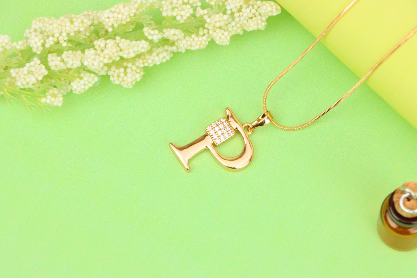 Rose Gold P Letter Pendant with CZ Accents, XPPT1427 (2136-1)