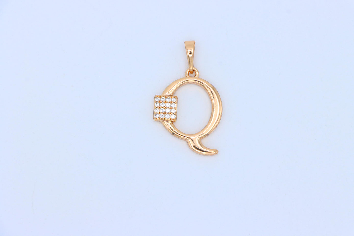 Rose Gold Q Letter Pendant with CZ Detailing, XPPT1428 (2136-1)