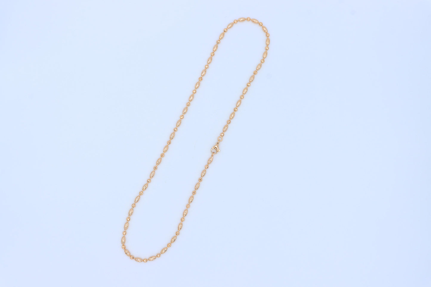 Elegant Rose Gold Chain Necklace with Intricate Oval Bead Links, XPNL1891 (2160-4)