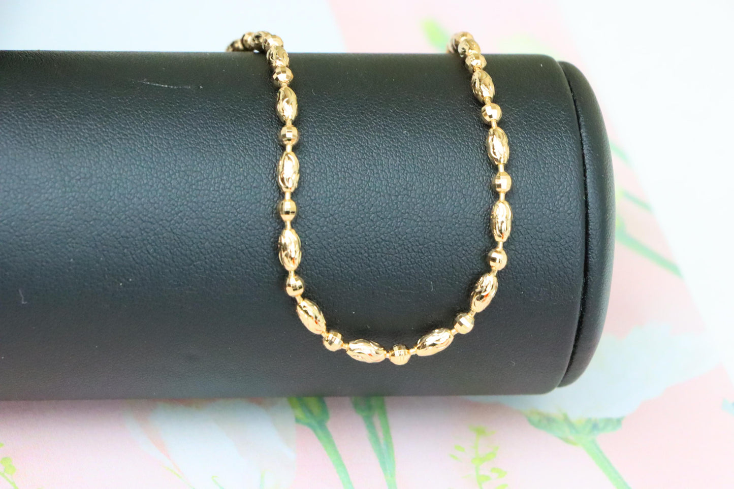 Elegant Rose Gold Chain Necklace with Intricate Oval Bead Links, XPNL1891 (2160-4)