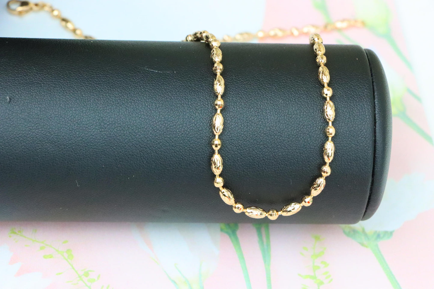 Elegant Rose Gold Chain Necklace with Intricate Oval Bead Links, XPNL1891 (2160-4)
