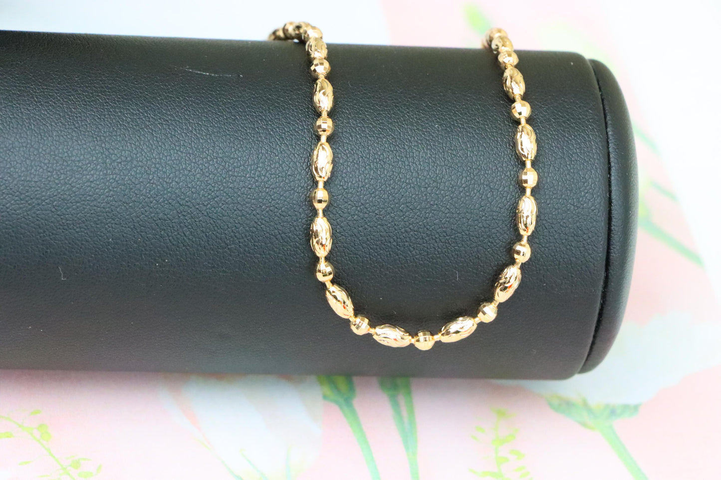 Elegant Rose Gold Chain Necklace with Intricate Oval Bead Links, XPNL1891 (2160-4)