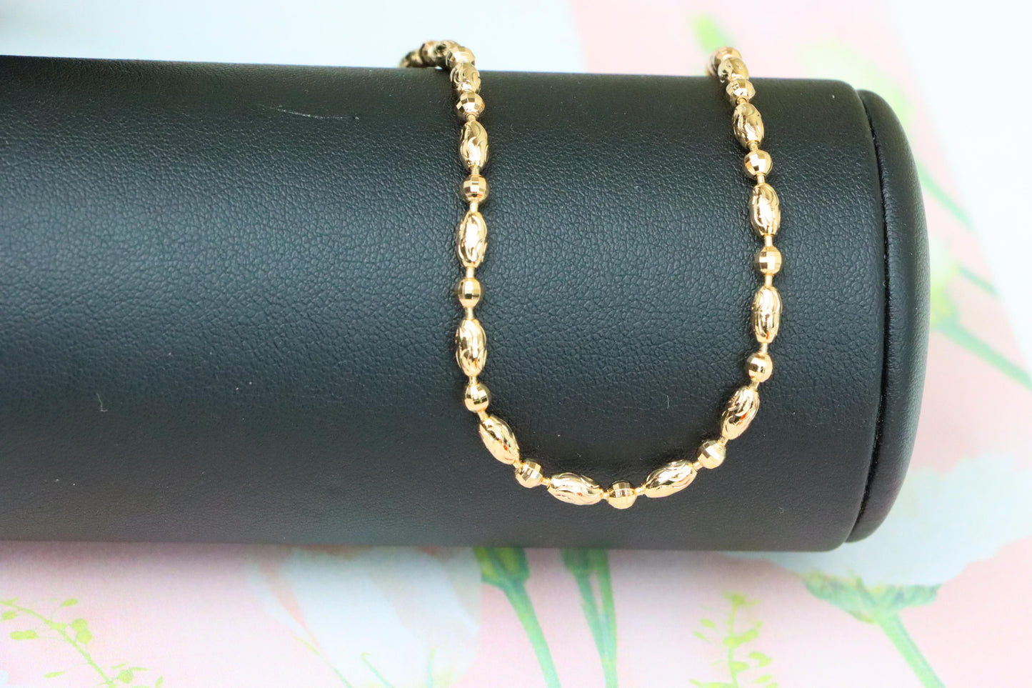 Elegant Rose Gold Chain Necklace with Intricate Oval Bead Links, XPNL1891 (2160-4)
