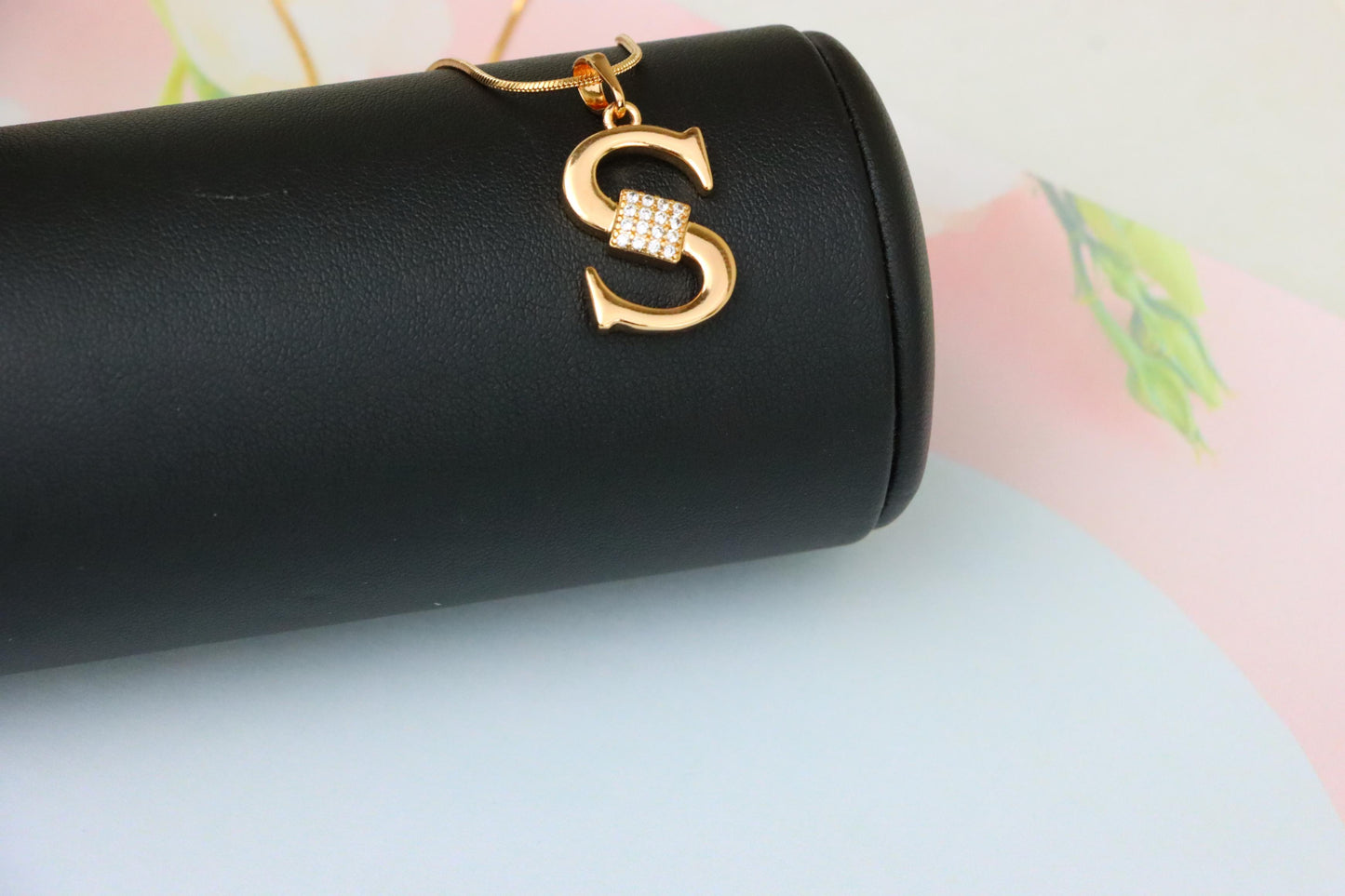 Rose Gold S Letter Pendant with CZ Stones Gold Plated Charm, XPPT1430 (2136-1)