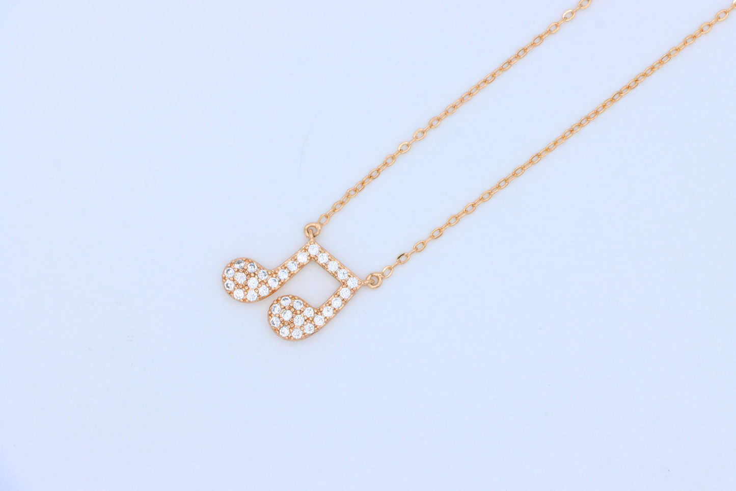 Sparkling Music Note Pendant Rose Gold Necklace, XPNL1892 (2160-5)