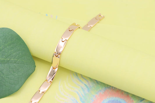 Rose Gold Polished Link Bracelet in High Quality Brass, XPBL1131 (2113-10)