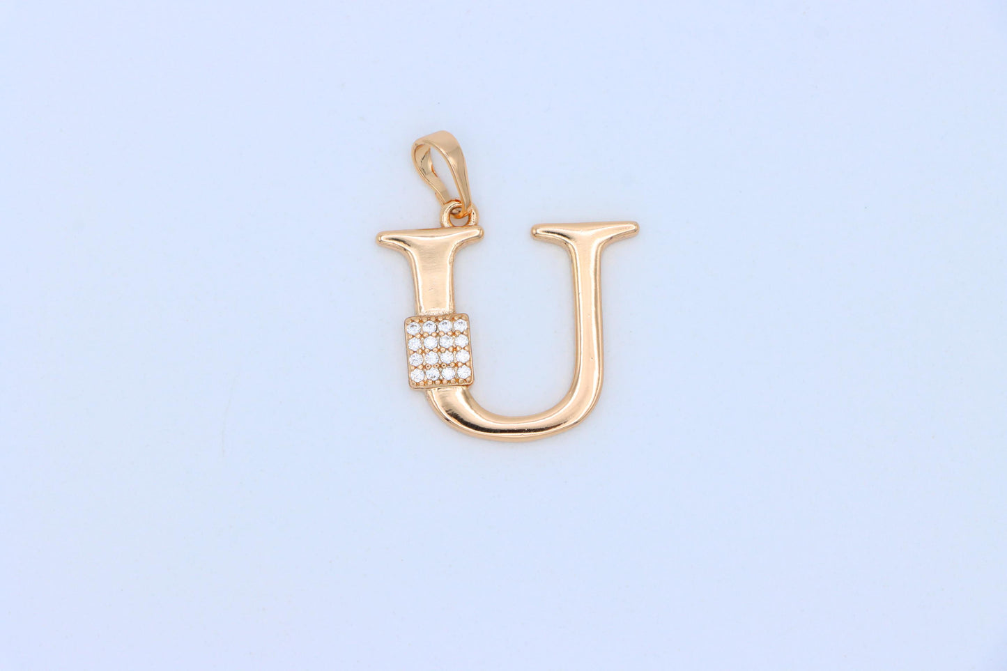 Rose Gold U Letter Pendant with CZ Stones Elegant Jewelry, XPPT1432 (2136-1)