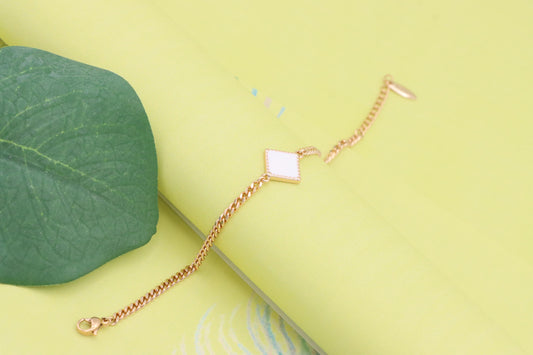 Elegant Rose Gold Bracelet with White Enamel Accent, XPBL1132 (2114-1)