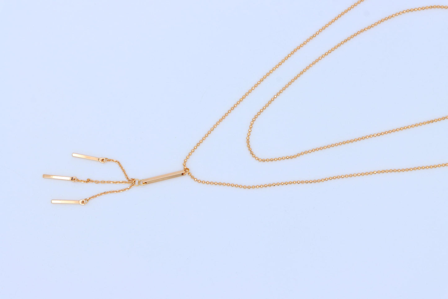 Elegant Double Layer Rose Gold Drop Pendant Necklace, XPNL1894 (2160-7)