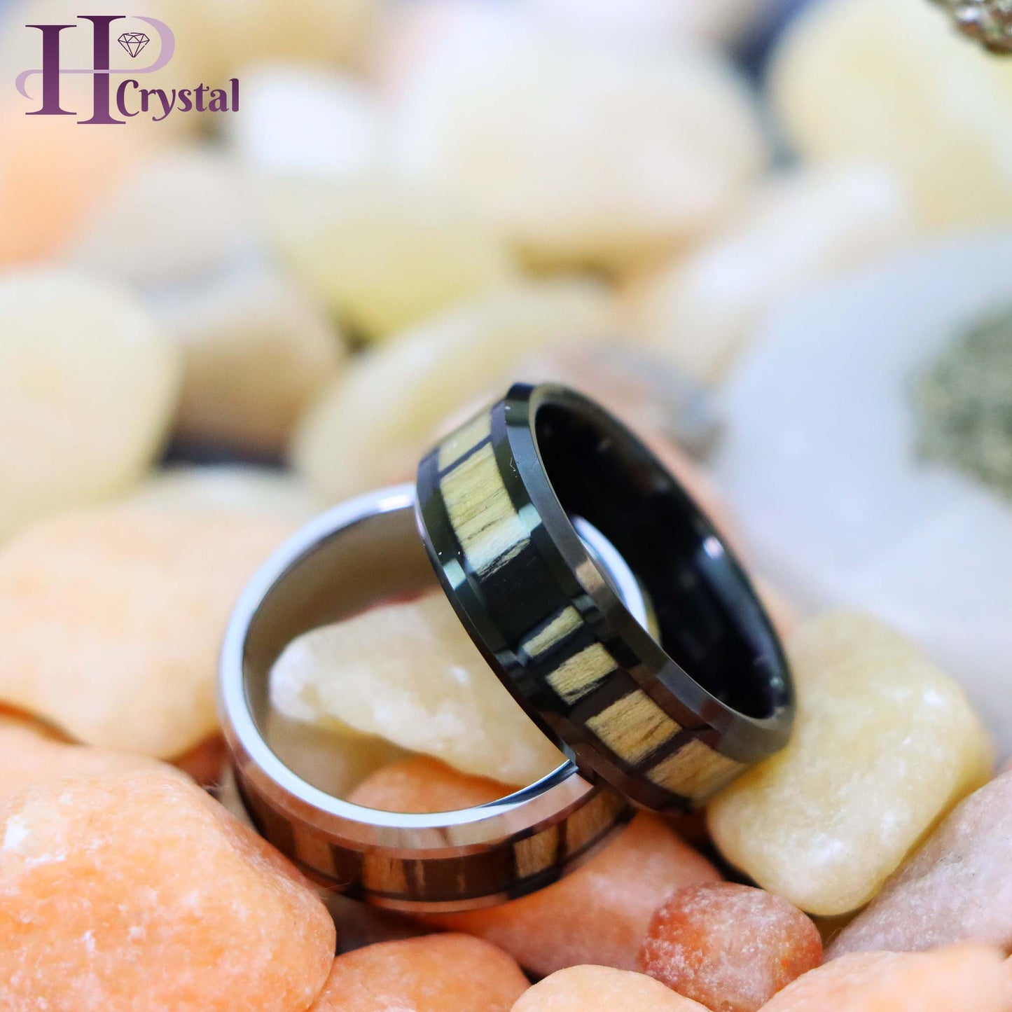 Black Tungsten Ring with Zebra Wood Inlay – Men's Wedding Band, Rustic Tungsten Jewelry