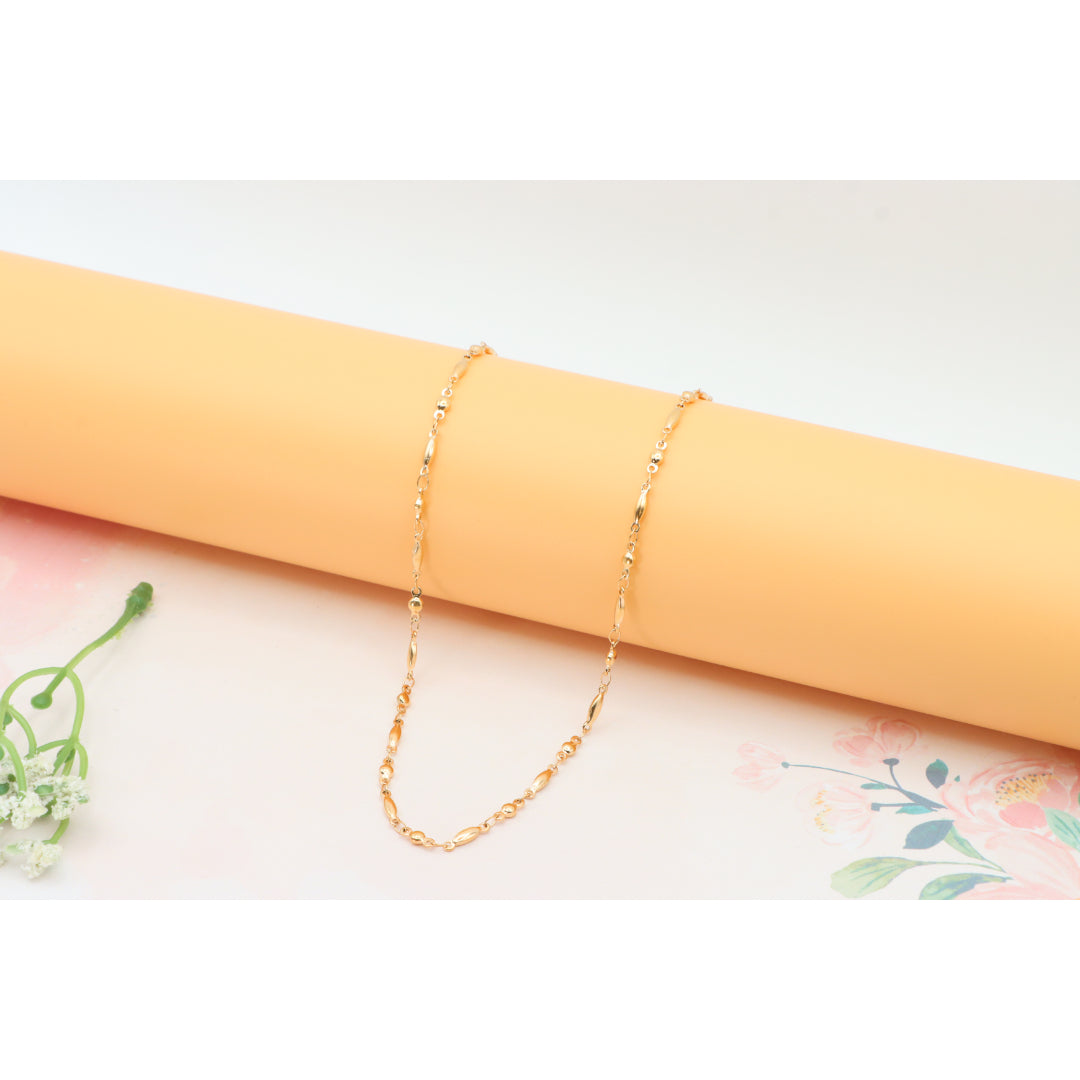 Rose Gold Plated Brass Necklace with Oval & Bead Link, XPNL0281 (2029-1)