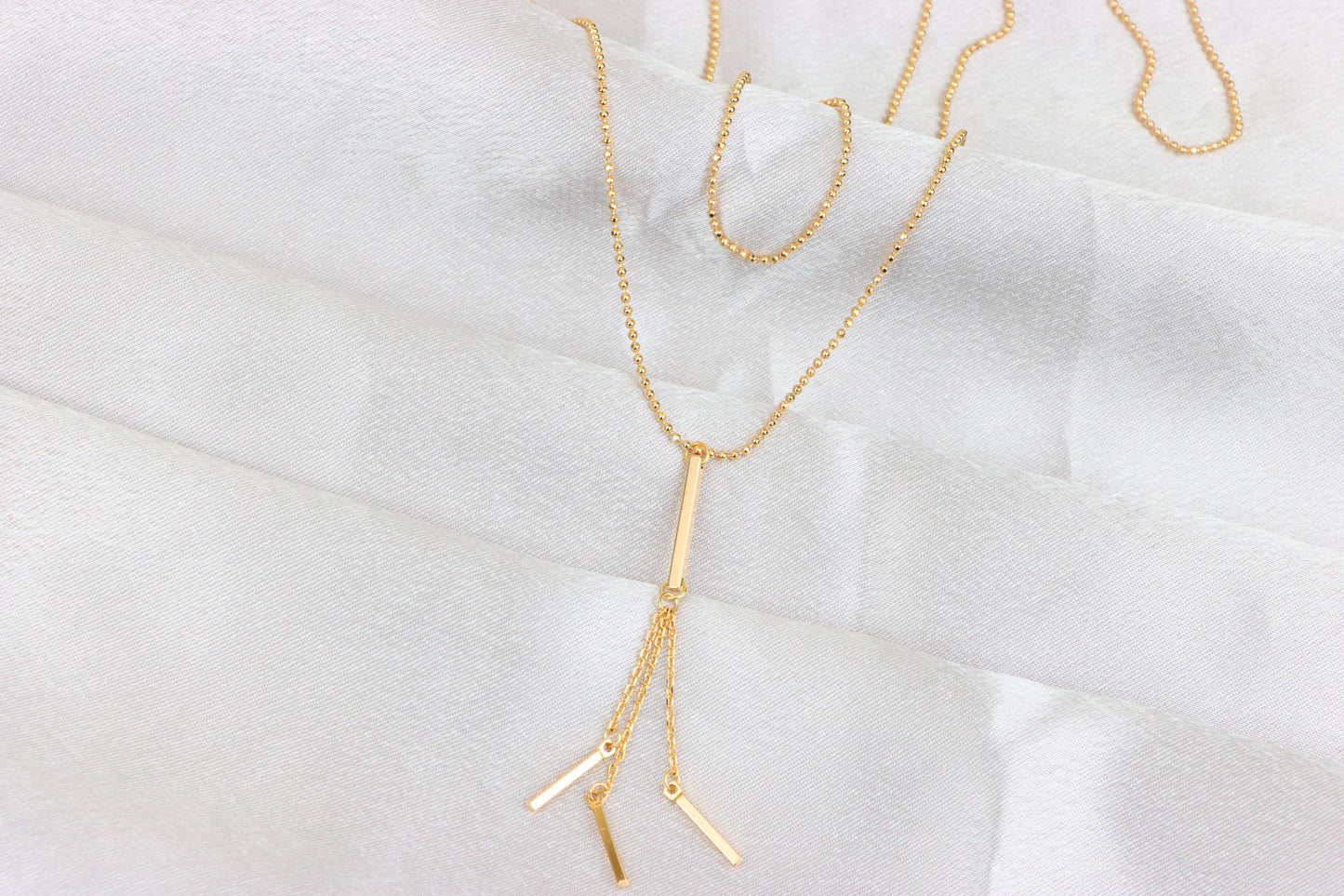 Elegant Double Layer Rose Gold Drop Pendant Necklace, XPNL1894 (2160-7)