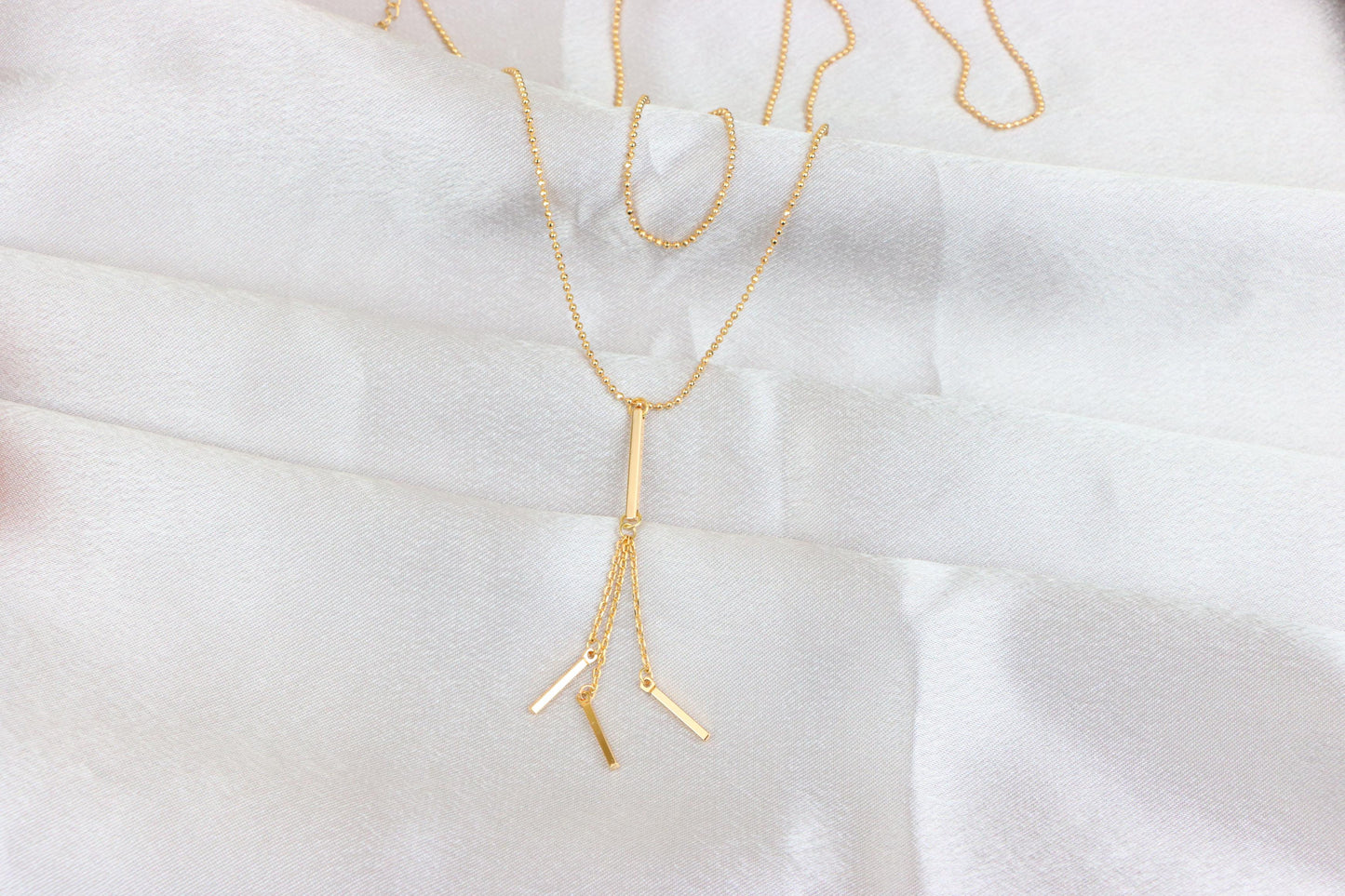 Elegant Double Layer Rose Gold Drop Pendant Necklace, XPNL1894 (2160-7)