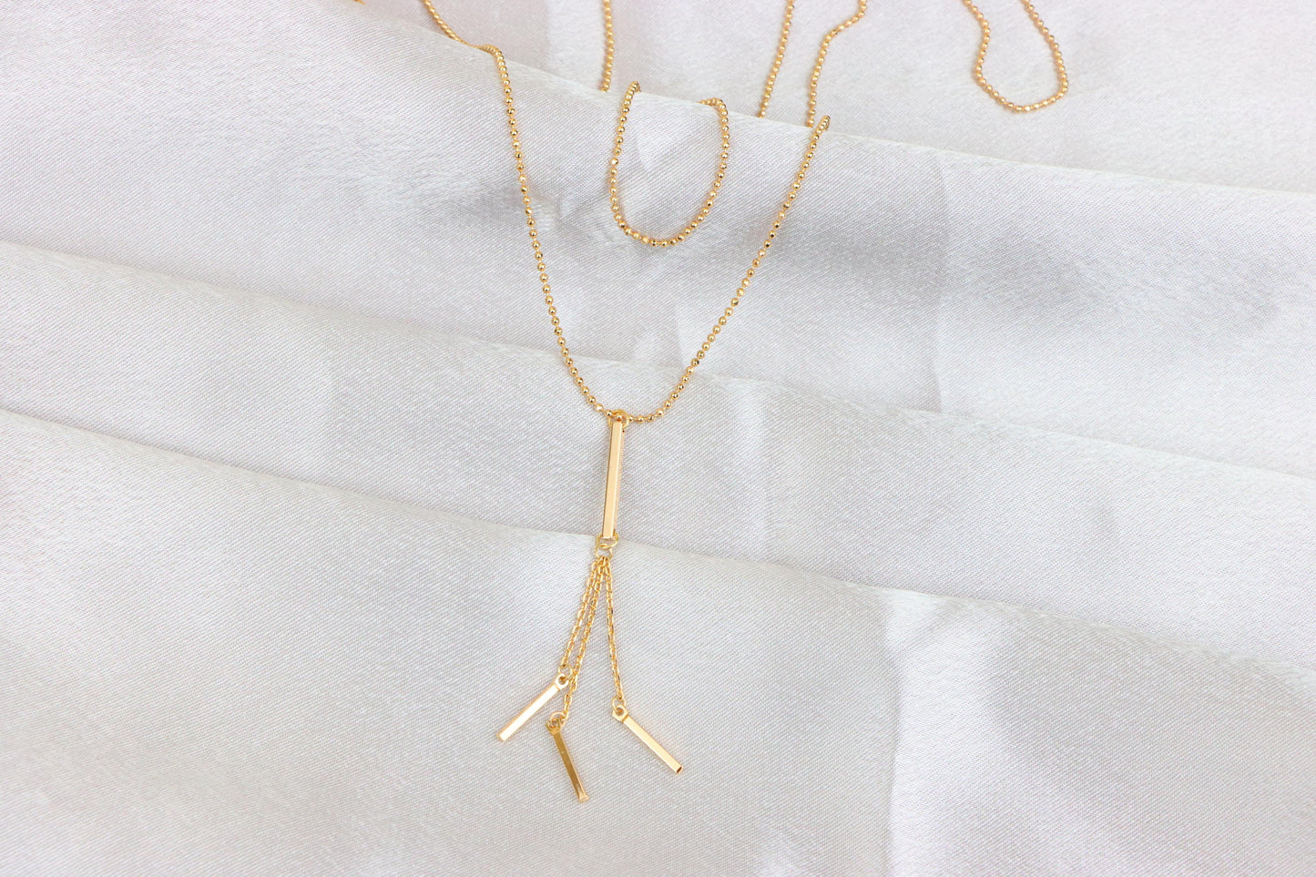 Elegant Double Layer Rose Gold Drop Pendant Necklace, XPNL1894 (2160-7)