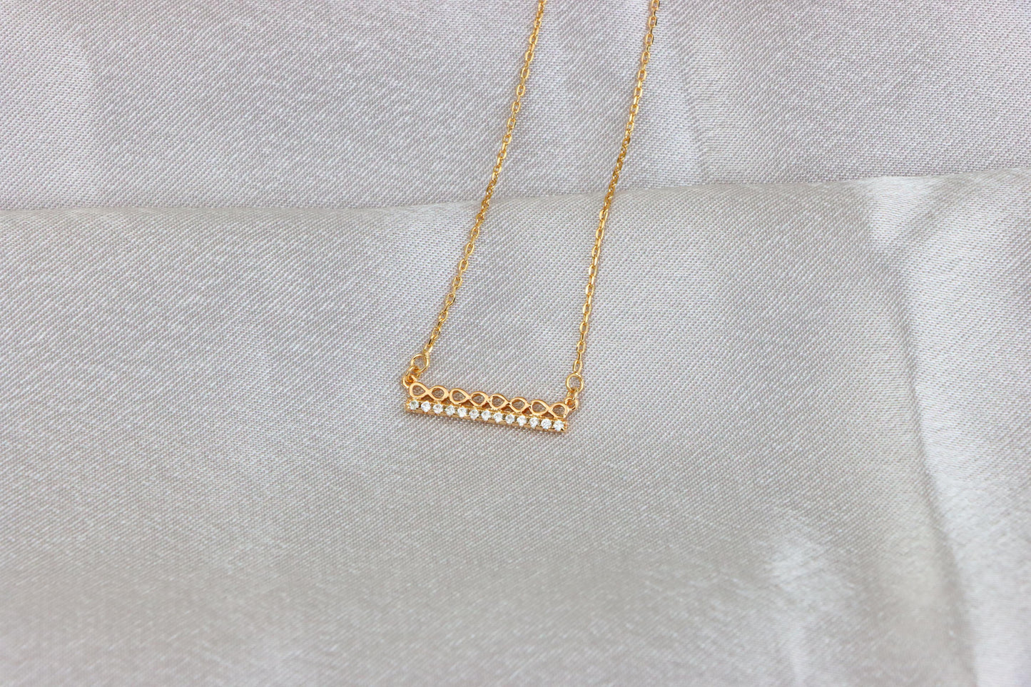 Elegant Rose Gold Bar Necklace with Geometric Crystal Accent, XPNL1895 (2160-8)
