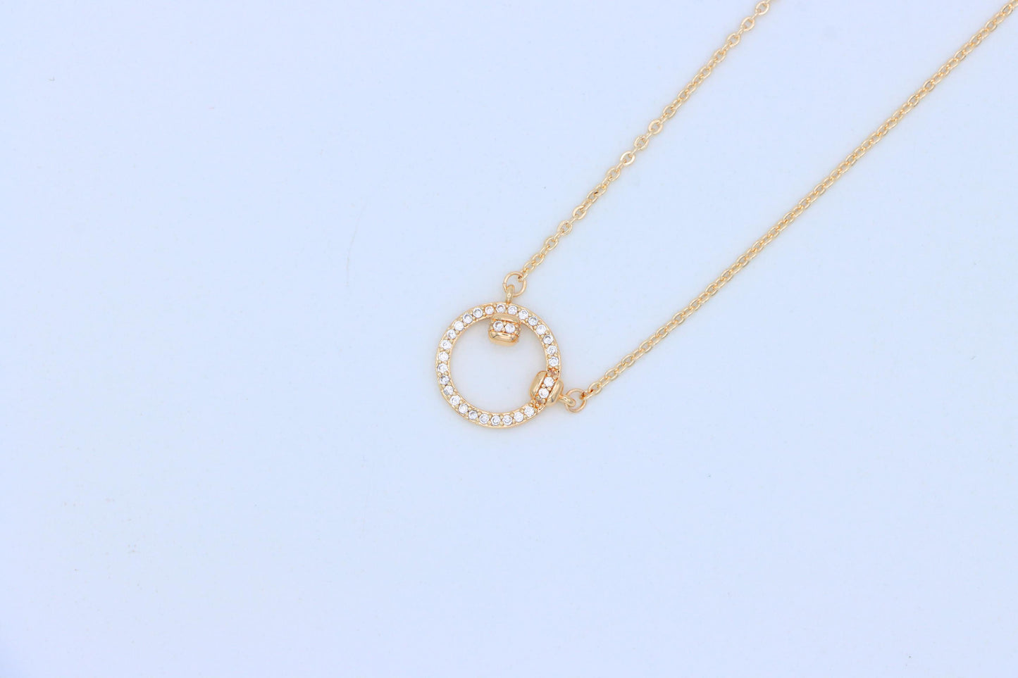 Elegant Rose Gold Circle Pendant Necklace with Crystal Detailing, XPNL1896 (2160-9)