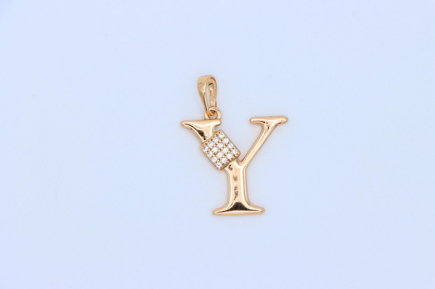 Rose Gold Y Initial Pendant with CZ Stones Elegant Jewelry,XPPT1436 (2136-1)