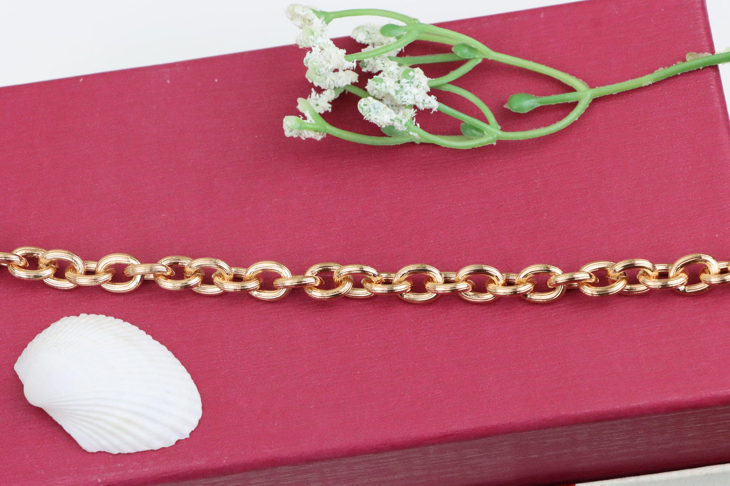 Textured Round Link Rose Gold Bracelet, Elegant Chain Design, XPBL1134 (2114-3)