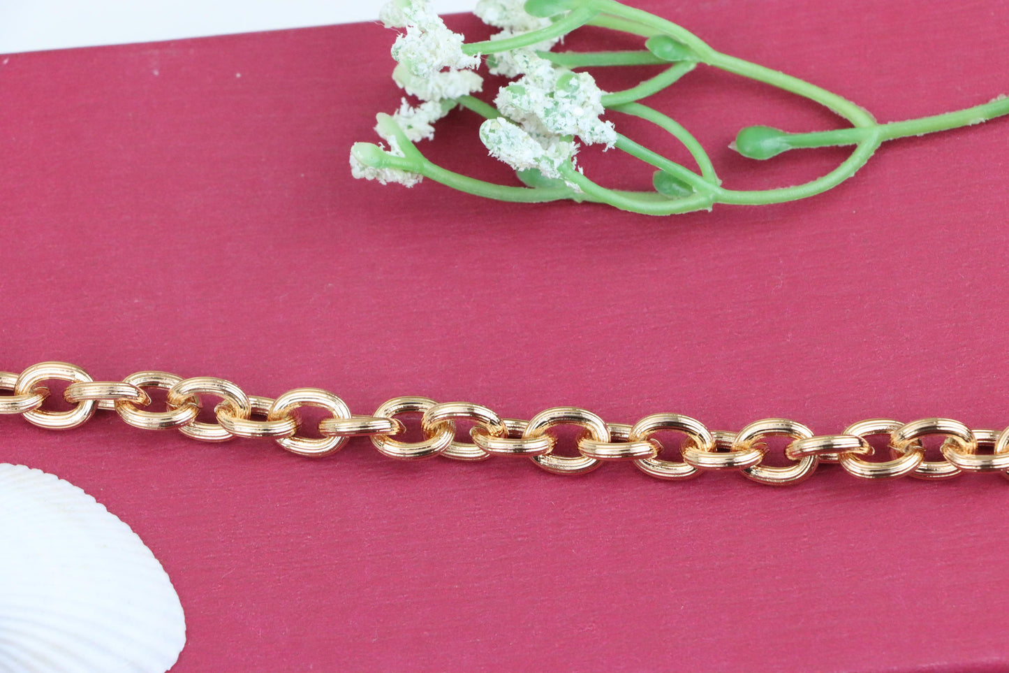Textured Round Link Rose Gold Bracelet, Elegant Chain Design, XPBL1134 (2114-3)