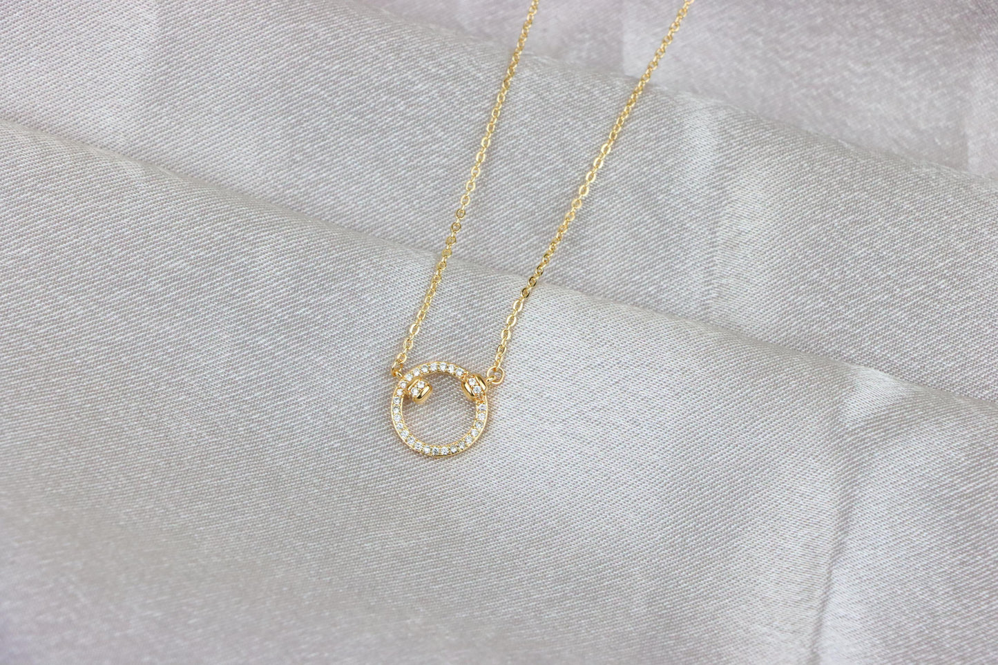 Elegant Rose Gold Circle Pendant Necklace with Crystal Detailing, XPNL1896 (2160-9)