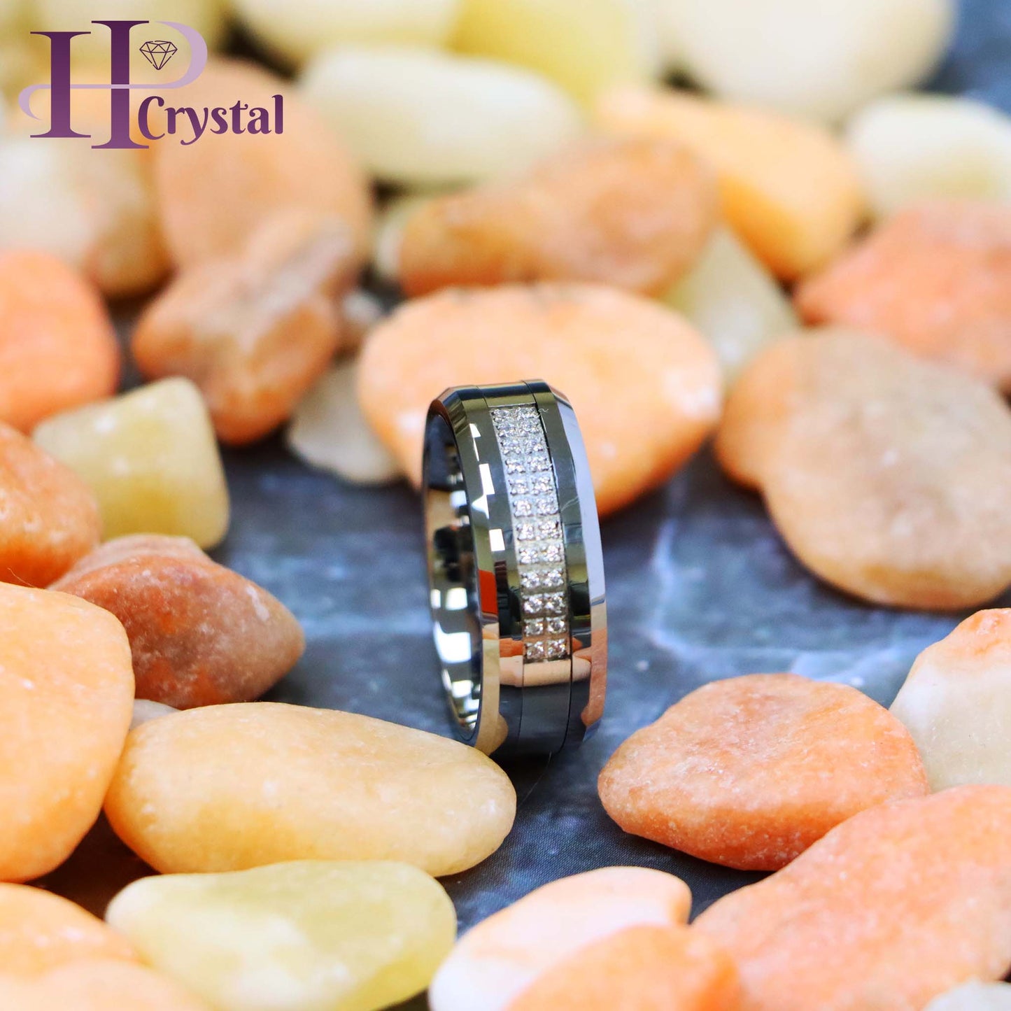 Double Row Prong-set 24 Round CZs Tungsten Ring