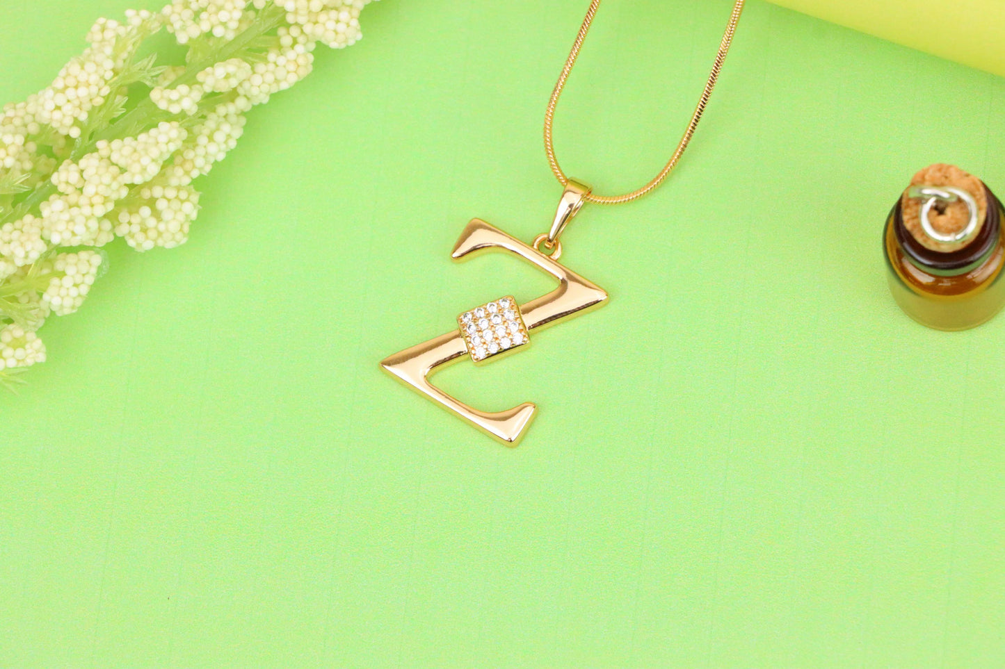 Rose Gold Z Initial Pendant with CZ Accents Stylish Jewelry, XPPT1437 (2136-1)