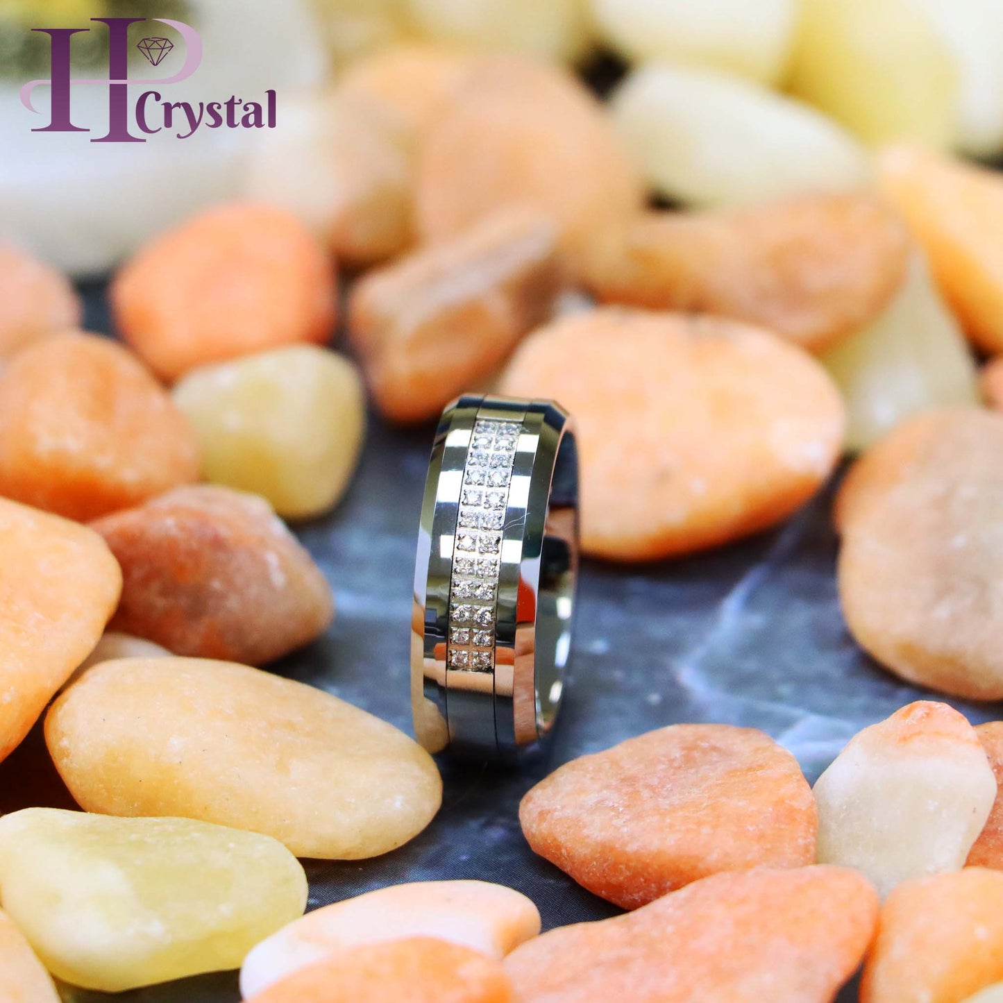 Double Row Prong-set 24 Round CZs Tungsten Ring