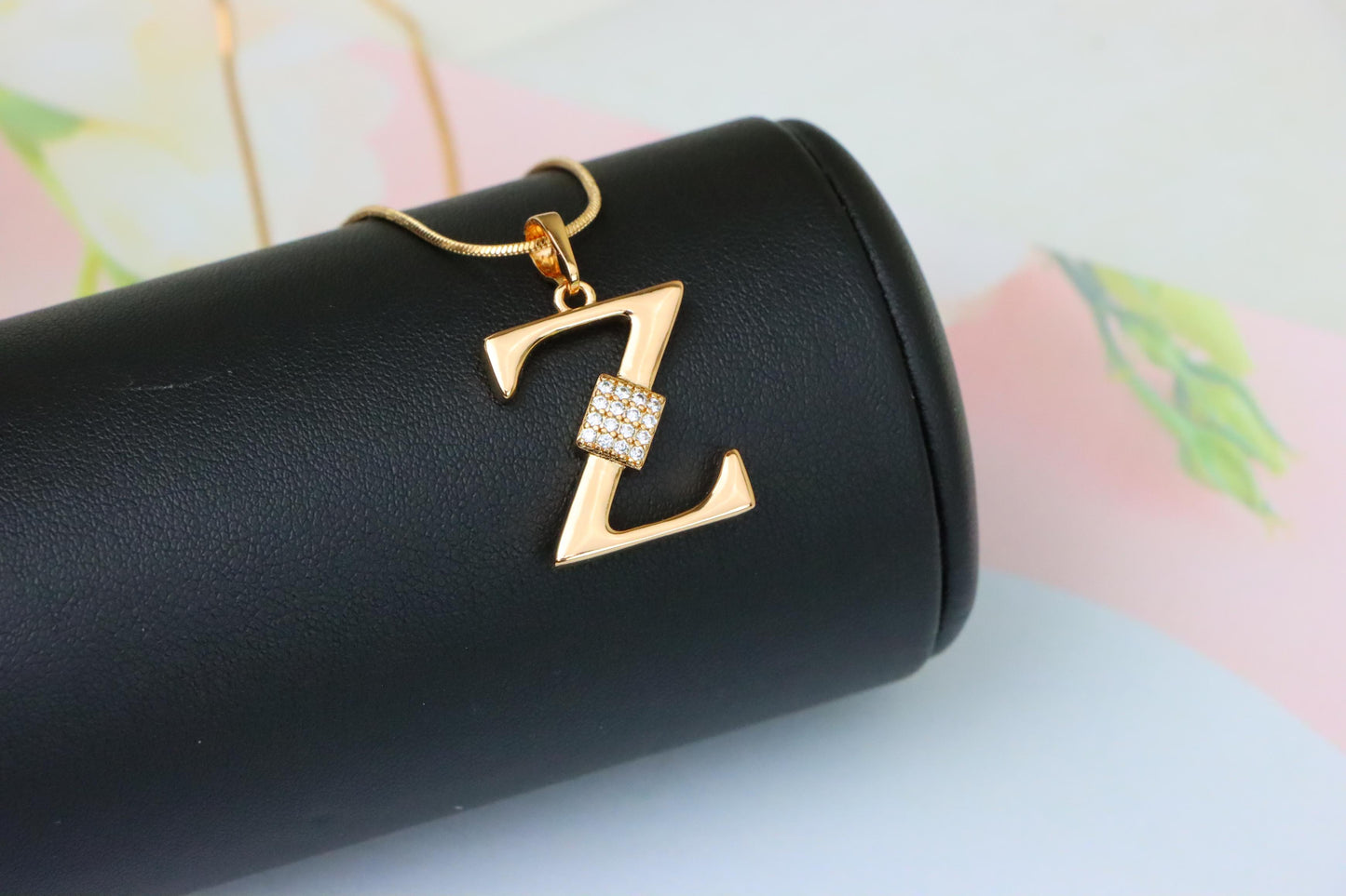 Rose Gold Z Initial Pendant with CZ Accents Stylish Jewelry, XPPT1437 (2136-1)