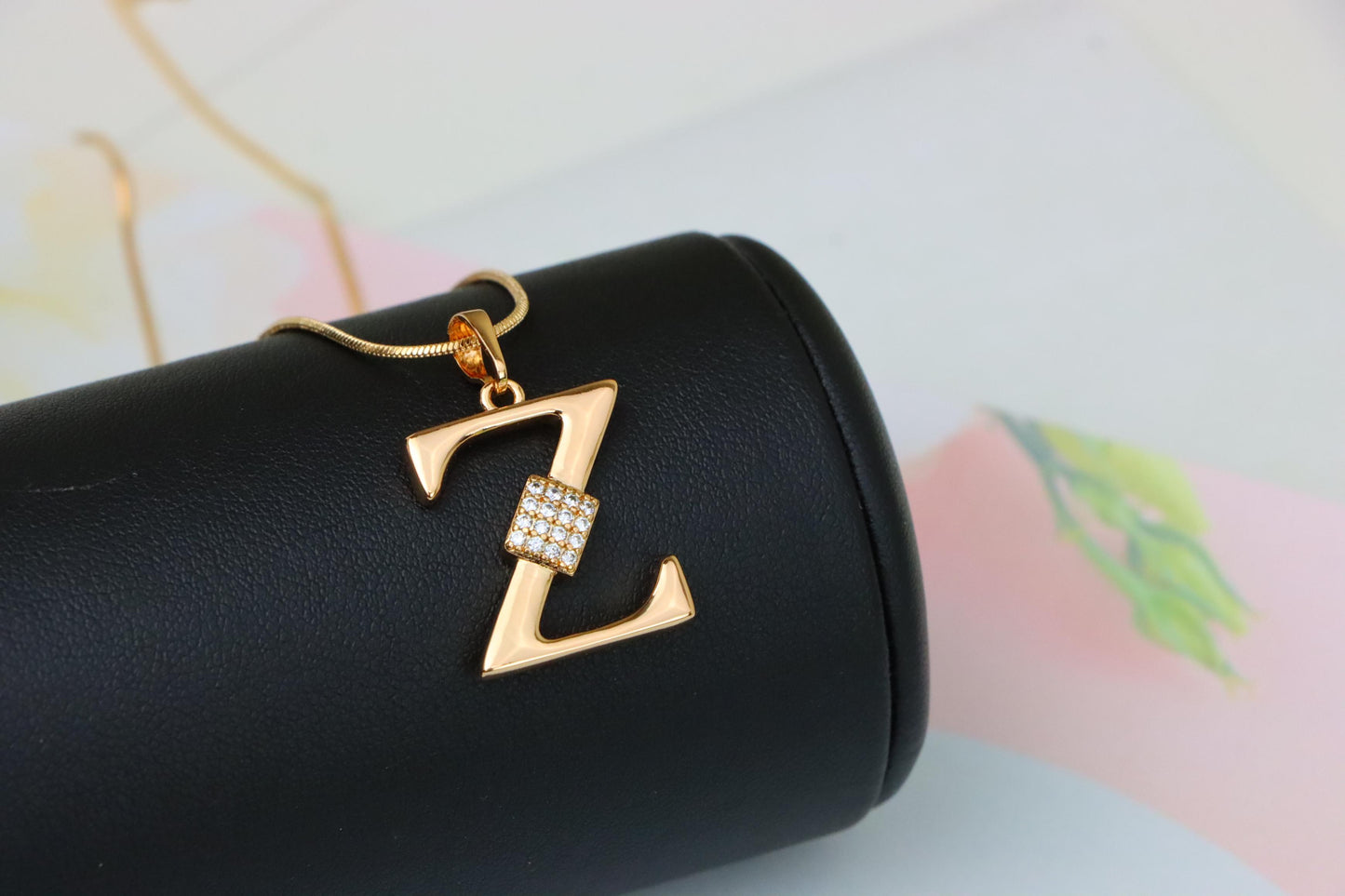 Rose Gold Z Initial Pendant with CZ Accents Stylish Jewelry, XPPT1437 (2136-1)