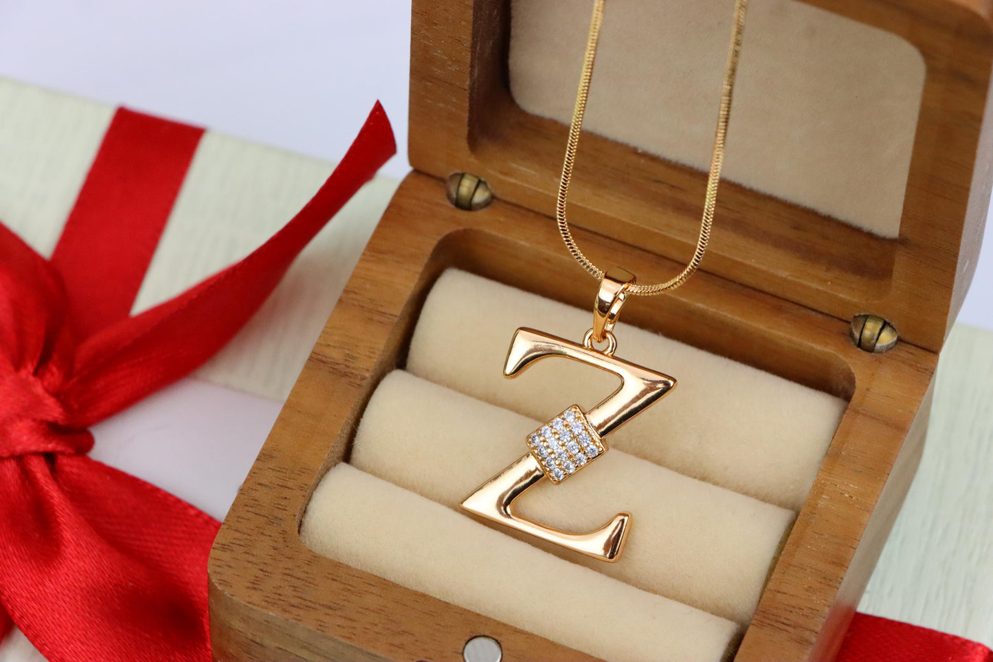 Rose Gold Z Initial Pendant with CZ Accents Stylish Jewelry, XPPT1437 (2136-1)
