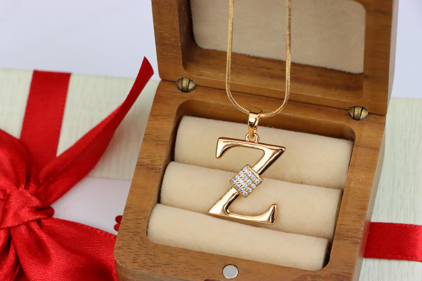 Rose Gold Z Initial Pendant with CZ Accents Stylish Jewelry, XPPT1437 (2136-1)