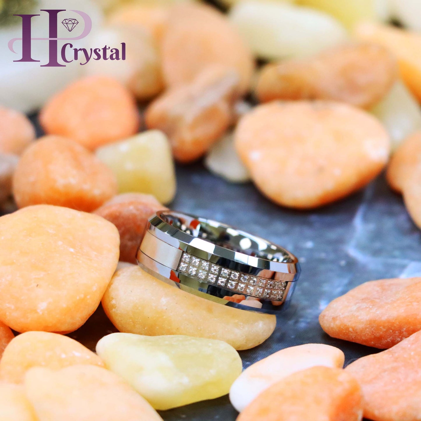 Double Row Prong-set 24 Round CZs Tungsten Ring