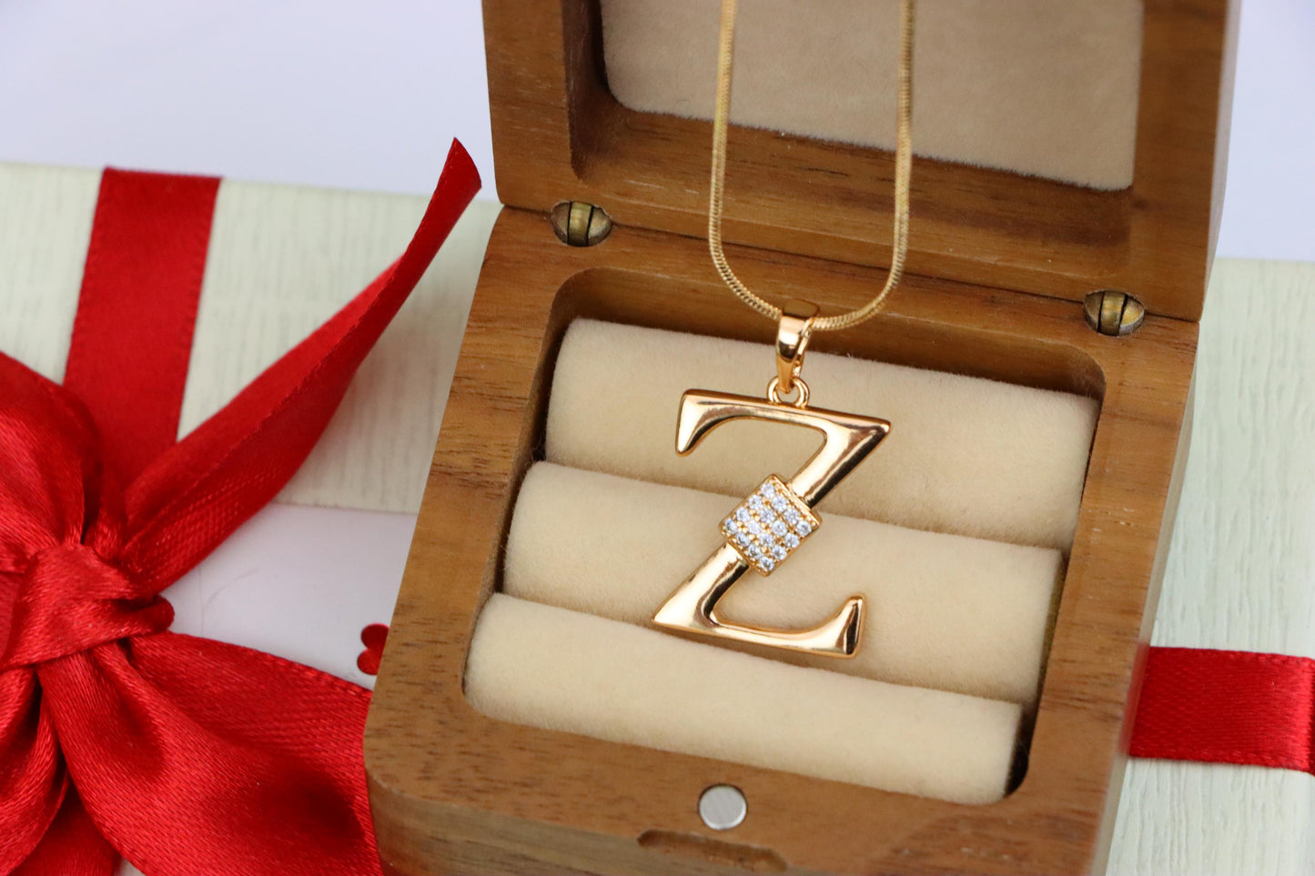Rose Gold Z Initial Pendant with CZ Accents Stylish Jewelry, XPPT1437 (2136-1)