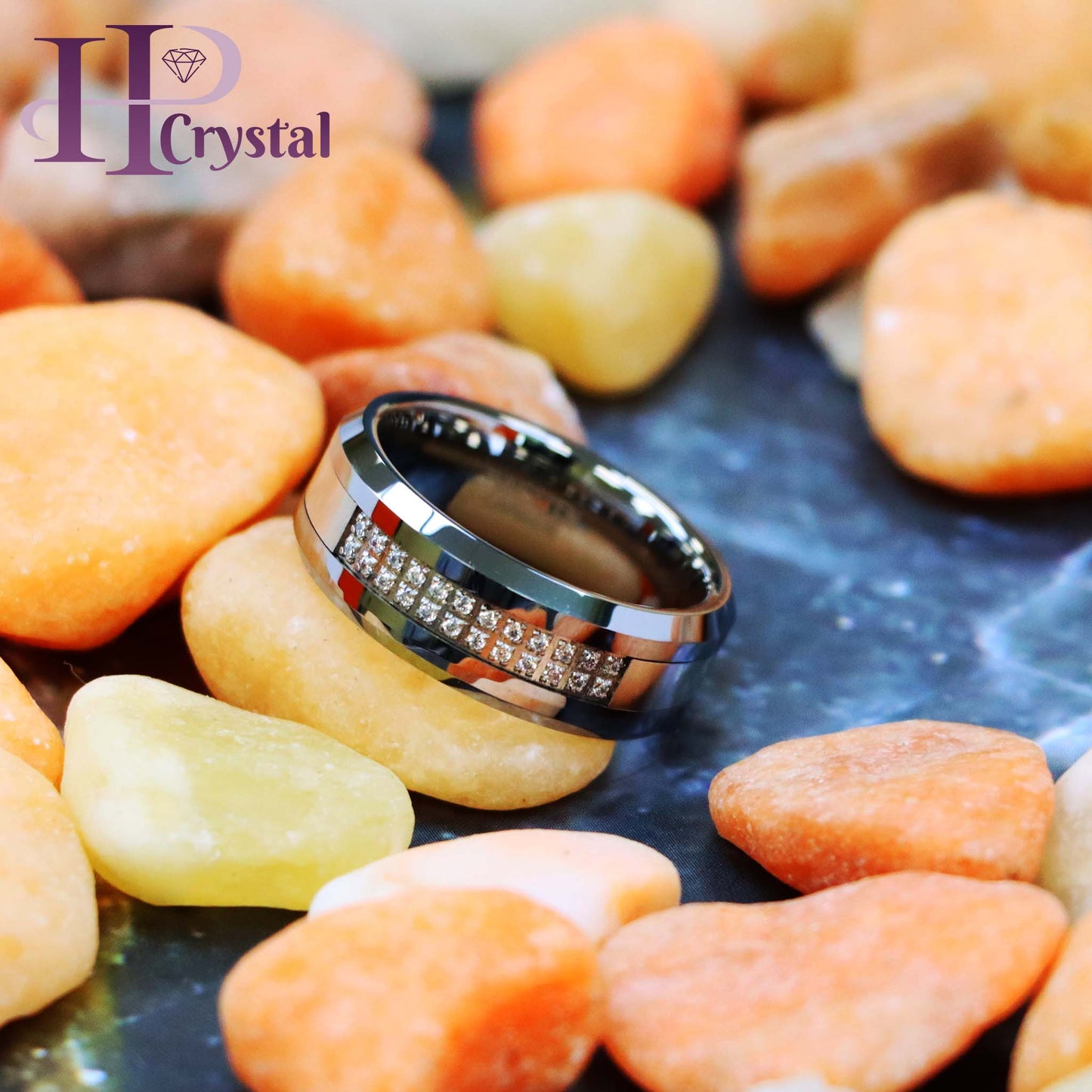 Double Row Prong-set 24 Round CZs Tungsten Ring