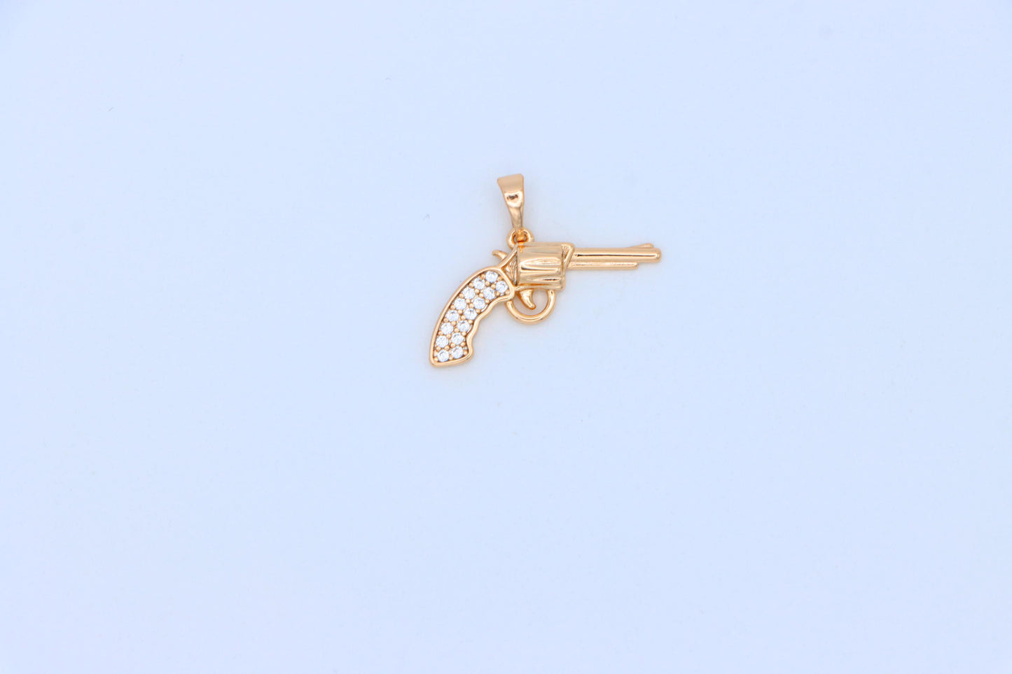 Rose Gold Gun Pendant with CZ Grip Bold Stylish Charm, XPPT1438 (2136-2)