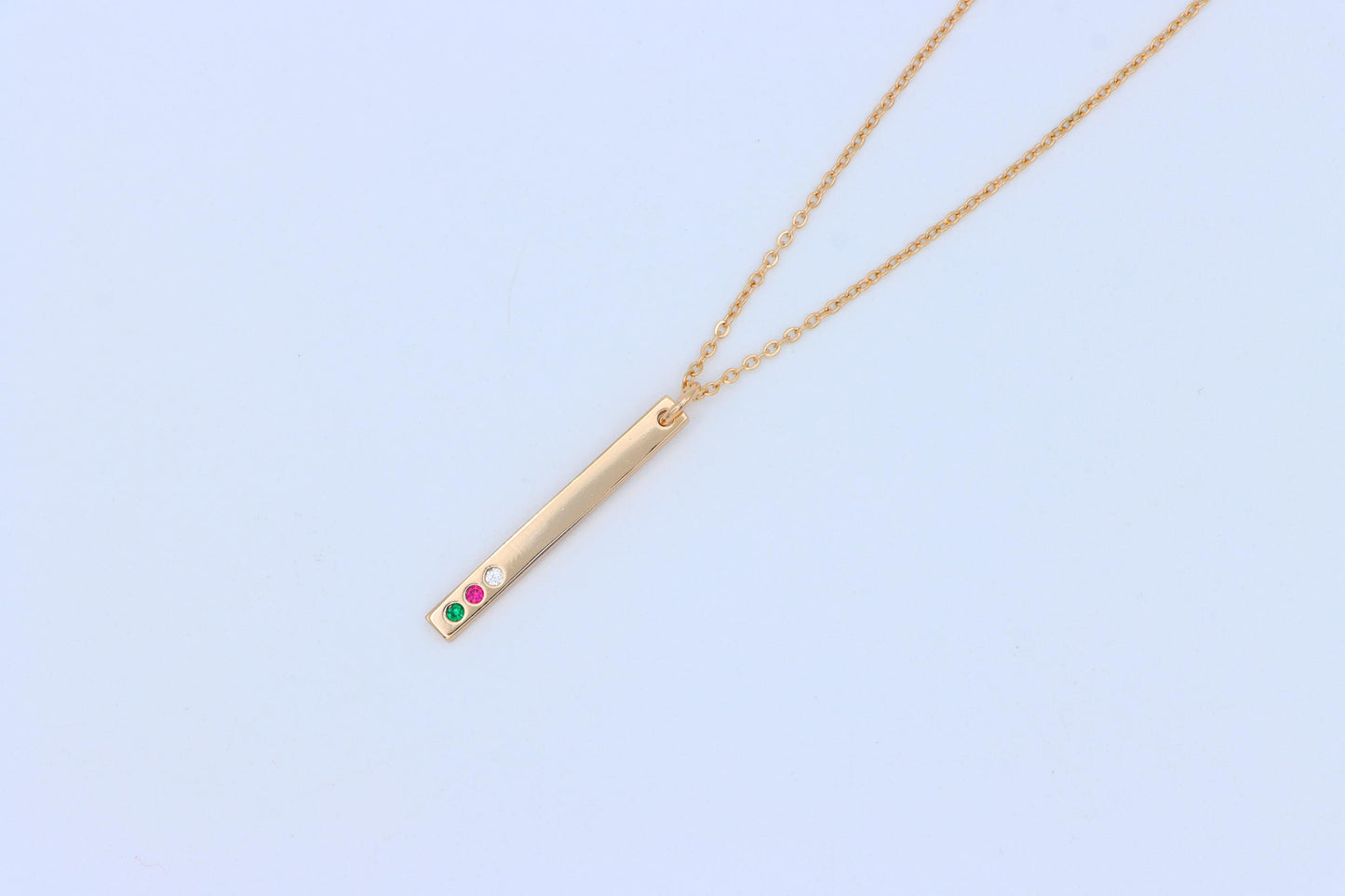 Rose Gold Bar Necklace with Colorful Stones – Elegant Finish, XPNL1898 (2161-1)