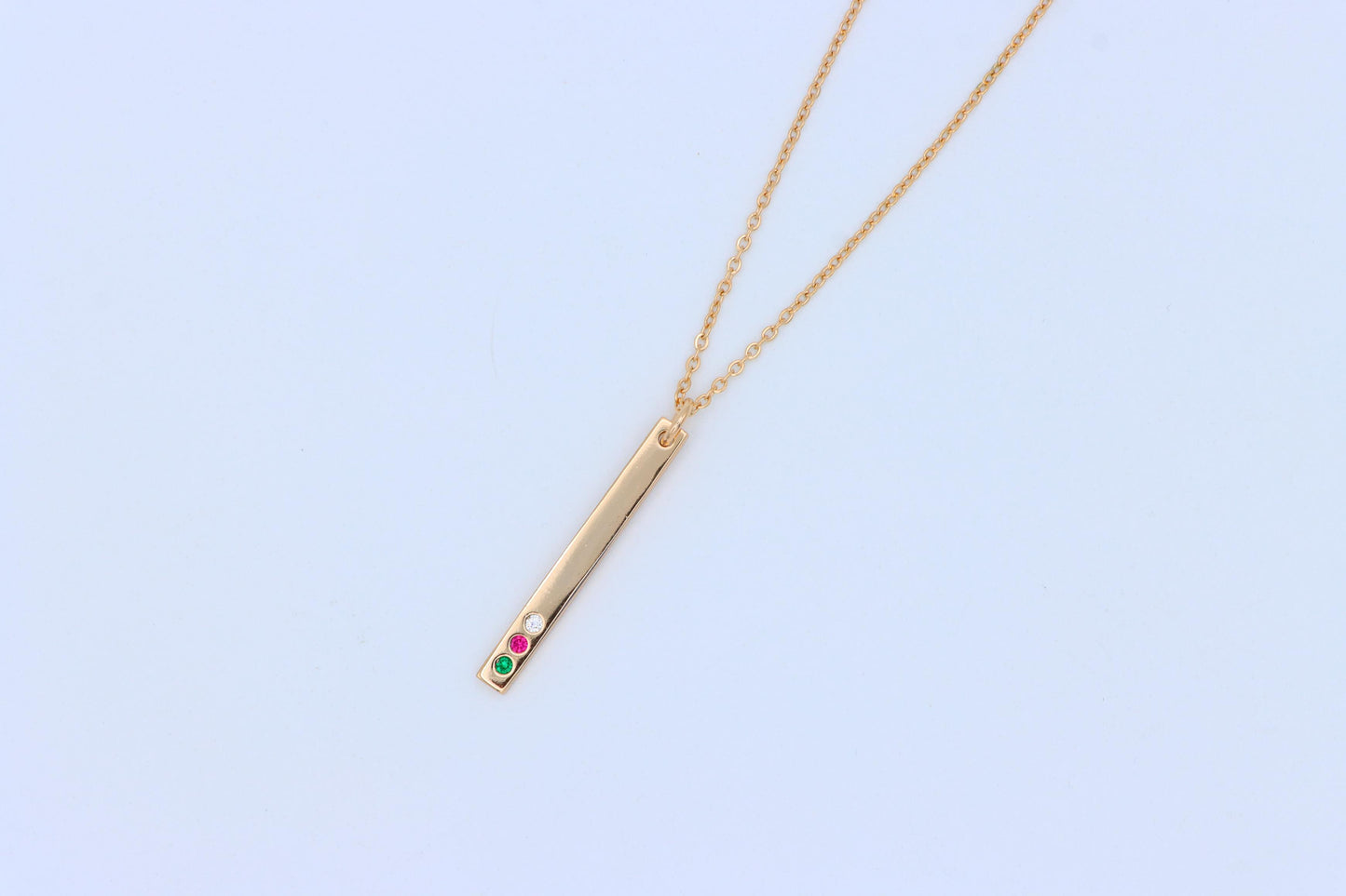 Rose Gold Bar Necklace with Colorful Stones – Elegant Finish, XPNL1898 (2161-1)