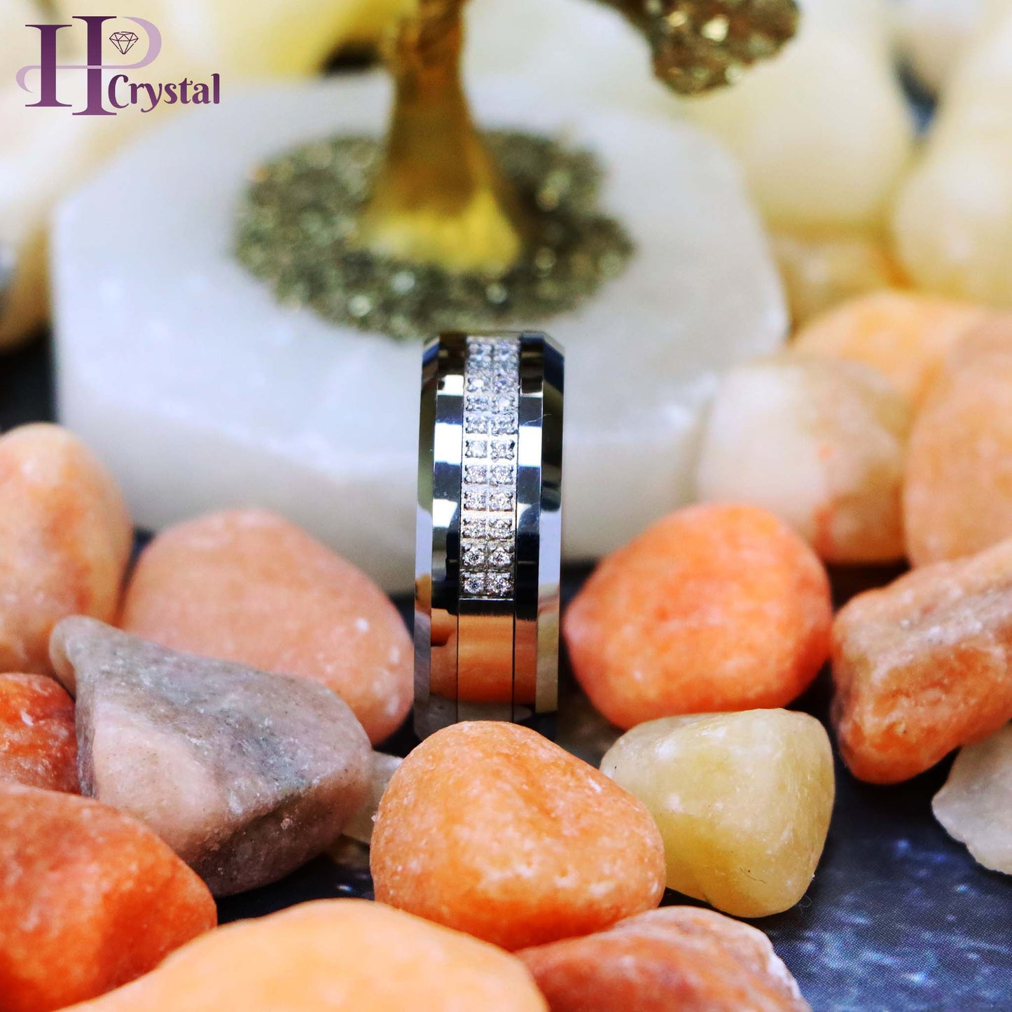 Double Row Prong-set 24 Round CZs Tungsten Ring