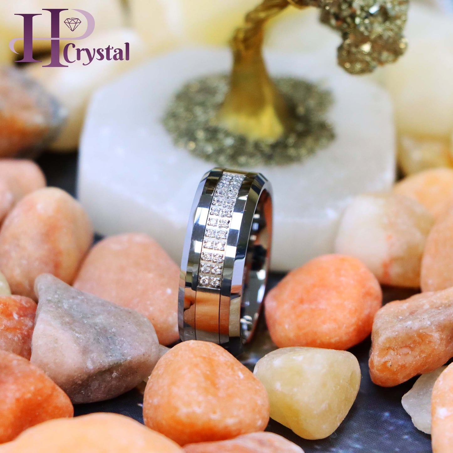 Double Row Prong-set 24 Round CZs Tungsten Ring