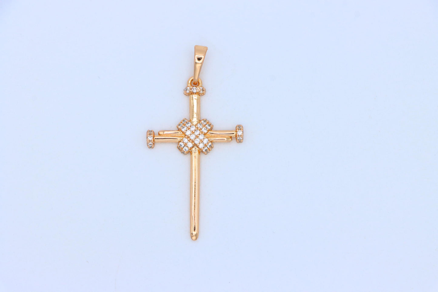 Rose Gold Cross Pendant with CZ Accents Elegant Design, XPPT1439 (2136-3)